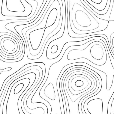 Topographic map. Admirable topography map. Black and white seamless design, fetching tileable isolines pattern. Vector illustration.
