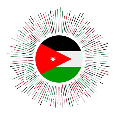 Jordan sign. Country flag with colorful rays. Radiant sunburst with Jordan flag. Vector illustration.