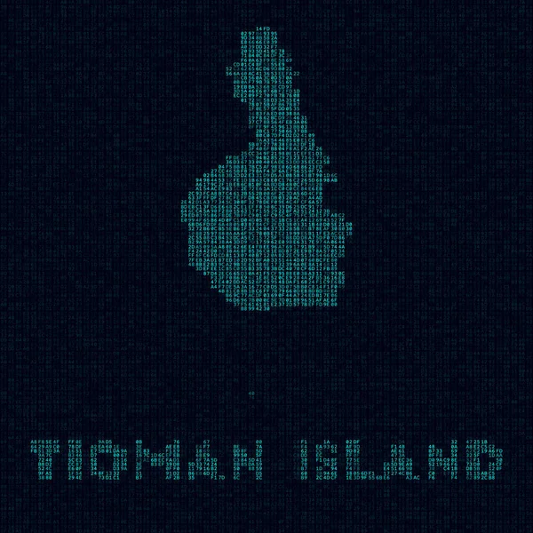 Tioman Island Tech Map Symbol Digital Style Cyber Map Tioman — Vector de stock