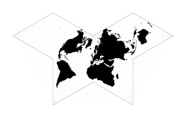 Mapa Ilustracji Świata Projekcja Motyla Collignon Zaplanuj Światową Mapę Geograficzną — Wektor stockowy