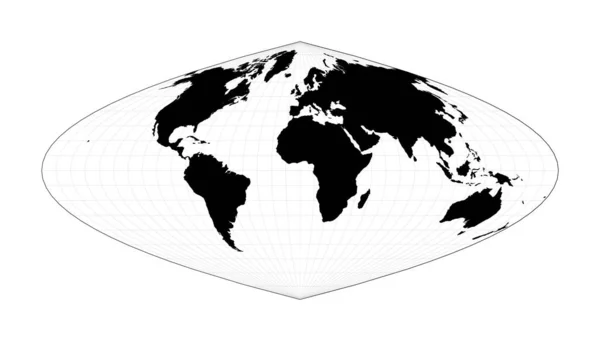 World Contour Craster Parabolic Projection Plan World Geographical Map Graticlue — Vetor de Stock