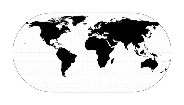 Minimum Dünya Haritası Eckert Iii Projeksiyonu Dünya Coğrafi Haritasını Grafikle — Stok Vektör