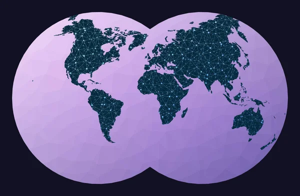 Internet Globale Aansluitingen Kaart Van Der Grinten Projectie Wereldnetwerk Kaart — Stockvector