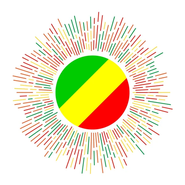 Firma Congo Bandera Del País Con Rayos Colores Estallido Sol — Vector de stock