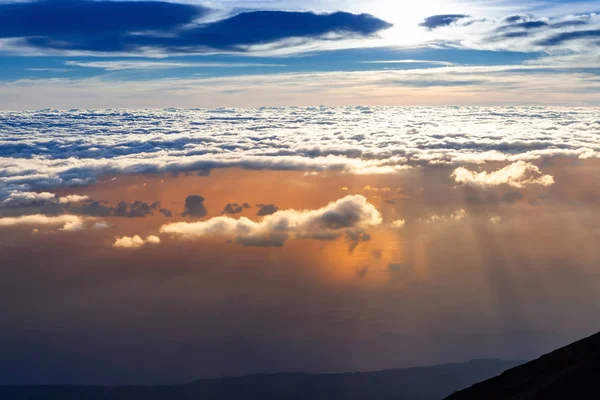 Beutiful cloud ocean above the sea. View from the top of Bali island, Indonesia.