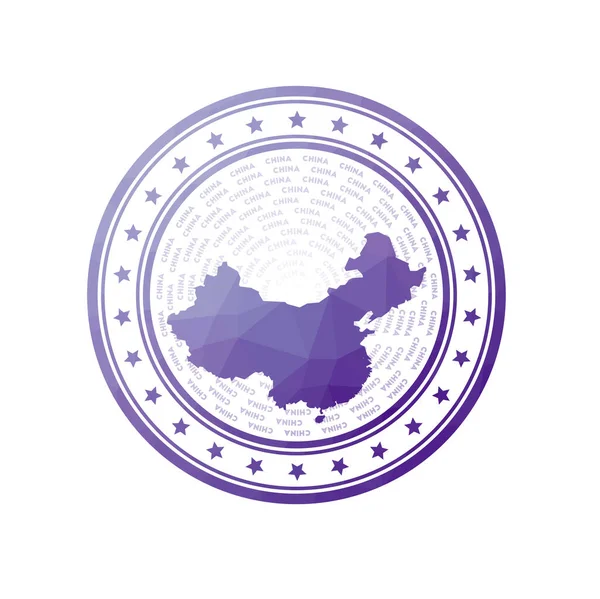 Flat Low Poly Stamp China Polygonal China Badge Trendy Vector —  Vetores de Stock