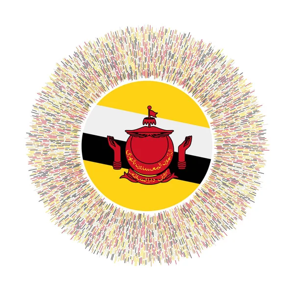 Флаг Брунея Красочными Лучами Сияющий Знак Страны Блестящая Вспышка Солнца — стоковый вектор