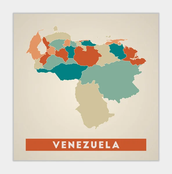 Venezuela Poster Map Country Colorful Regions Shape Venezuela Country Name — 图库矢量图片