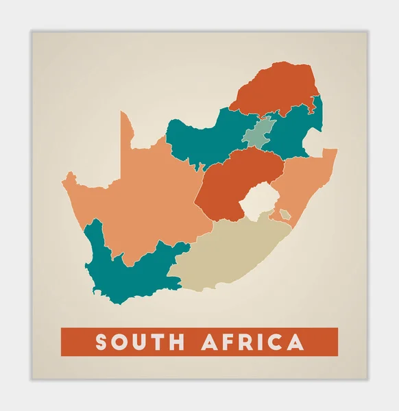 South Africa Poster Map Country Colorful Regions Shape South Africa — Stock Vector