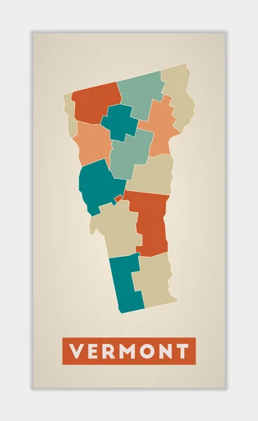 Vermont Poster Map State Colorful Regions Shape Vermont State Name — стоковий вектор