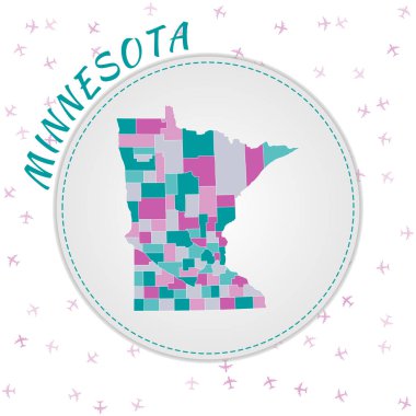 Minnesota haritası haritası Amerika 'nın zümrüt renk paleti bölgeleriyle birlikte haritası