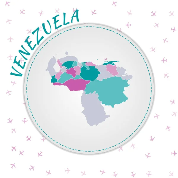 Venezuela map design Carte du pays avec régions en emeraldamethyst palette de couleurs arrondie — Image vectorielle