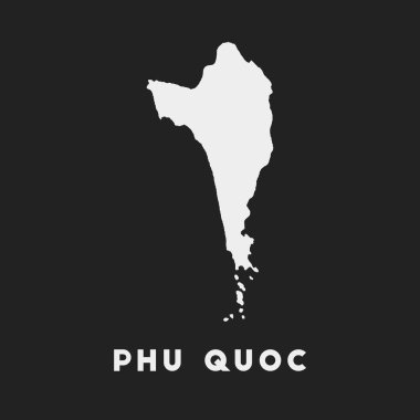 Koyu arkaplan üzerinde Phu Quoc simgesi ada adı Vector olan Phu Quoc haritası