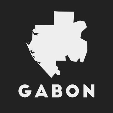 Koyu arkaplan üzerindeki Gabon simgesi ülke adı Vektör olan Gabon haritası