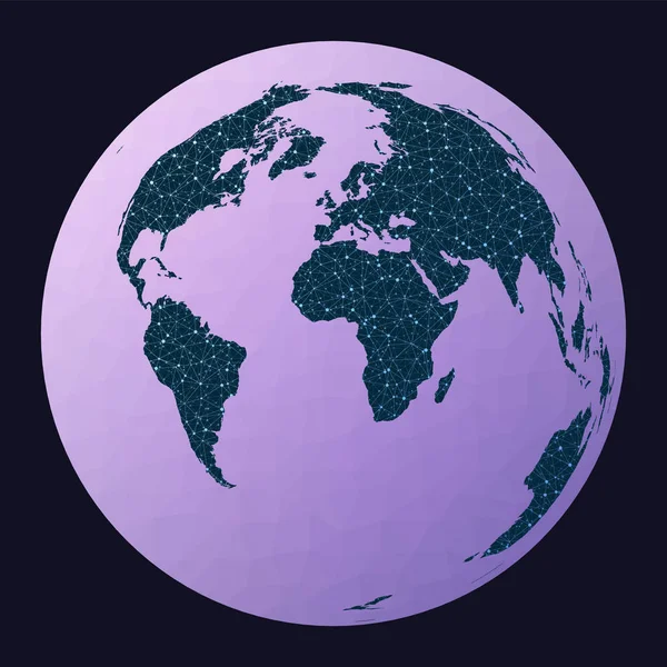 Internet a globální připojení mapa Lambert azimutal rovná plocha projekce Mapa světové sítě — Stockový vektor