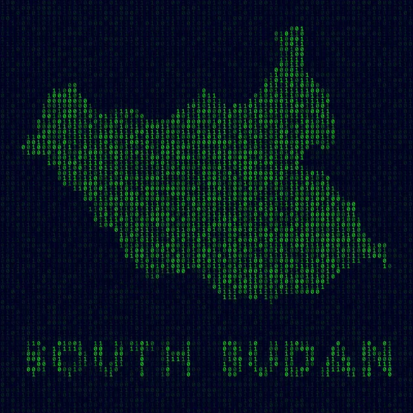 Logo Digital Sudán Del Sur Símbolo País Estilo Hacker Mapa — Vector de stock