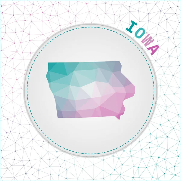Vector Polygonal Iowa Map Map State Network Mesh Background Iowa — Vettoriale Stock