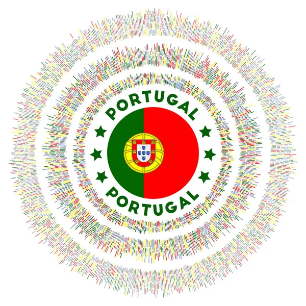 Portugal Symbol Radiant Country Flag Colorful Rays Shiny Sunburst Portugal — 스톡 벡터