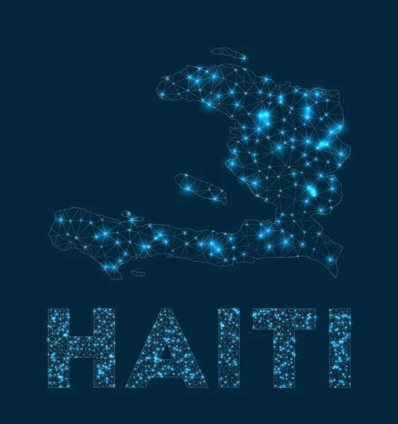 Mapa Rede Haiti Mapa Geométrico Abstracto País Conexões Com Internet —  Vetores de Stock