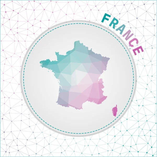 Vector Polygonal Francia Mapa Mapa Del País Con Fondo Malla — Vector de stock