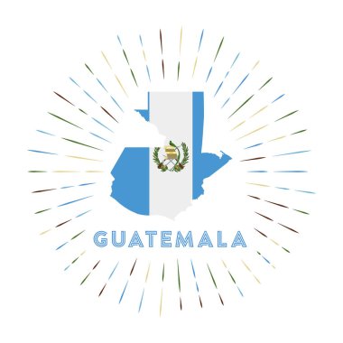 Guatemala sunburst badge The country sign with map of Guatemala with Guatemalan flag Colorful rays clipart