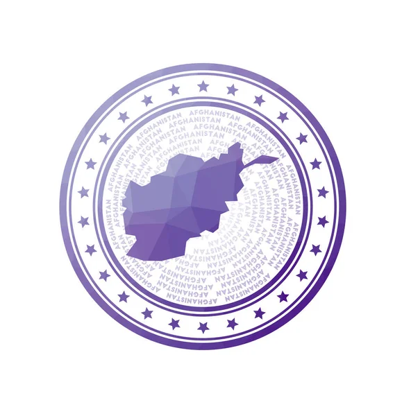 Plano bajo sello de poli de Afganistán Insignia poligonal Afganistán Logotipo de vector de moda del país — Vector de stock