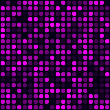 Futuristic tech pattern. Filled pattern of circles. Magenta colored seamless background. Radiant vector illustration.