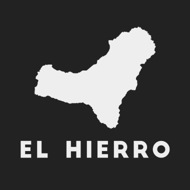 El Hierro ikonu. Karanlık arka planda ada haritası. El Hierro haritası ve ada adı. Vektör illüstrasyonu.