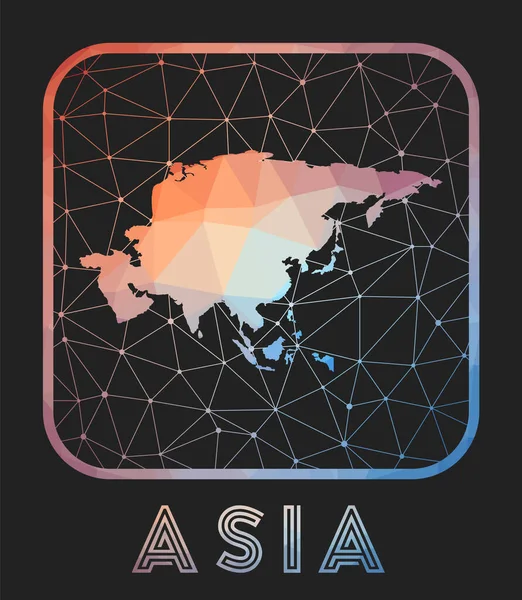 Asia Map Design Vector Low Poly Map Continent Asia Icon — 스톡 벡터