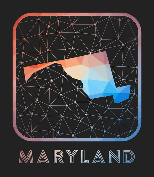 Maryland Map Design Vector Low Poly Map State Maryland Icon — стоковий вектор