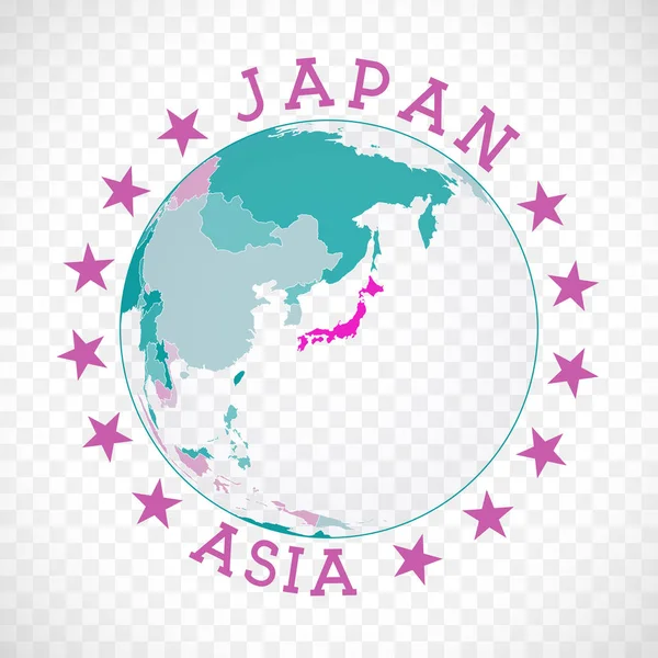 Logo Rond Japon Badge Pays Avec Carte Japon Dans Contexte — Image vectorielle