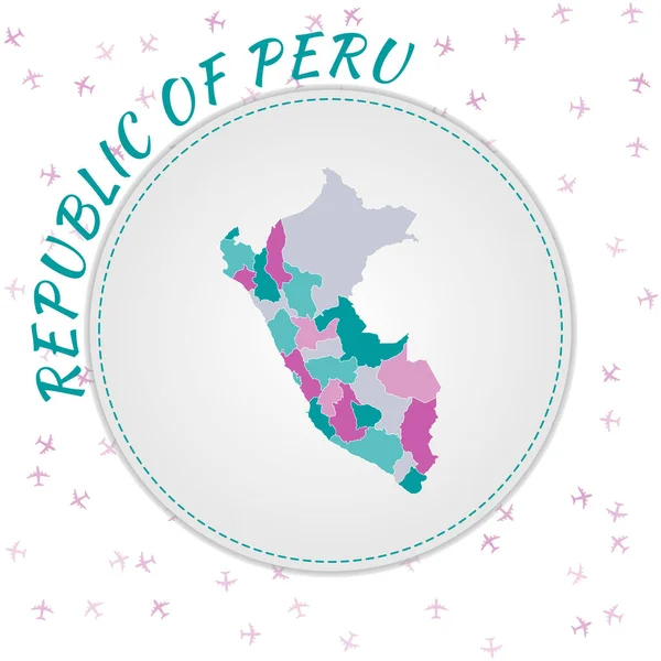 Peru Map Design Map Country Regions Emerald Amethyst Color Palette — Image vectorielle
