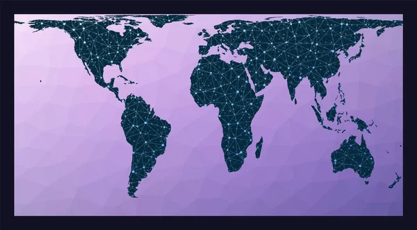 Abstract Telecommunication World Map Cylindrical Equal Area Projection World Network — 스톡 벡터