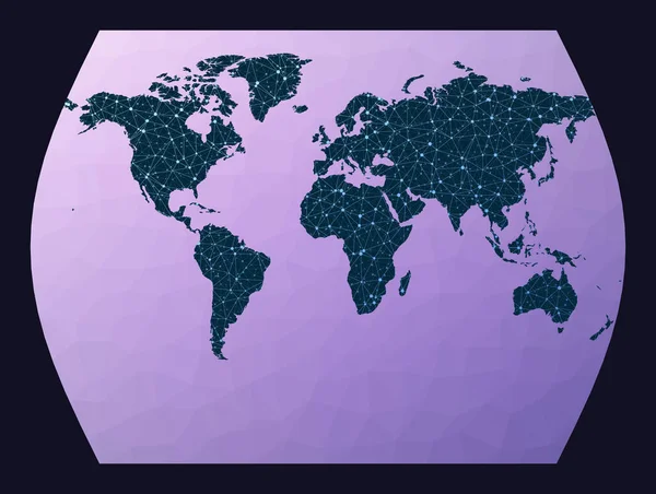 Globaal internet business concept John Muirs Times projectie Wereld netwerk kaart Bedrade wereldbol in — Stockvector