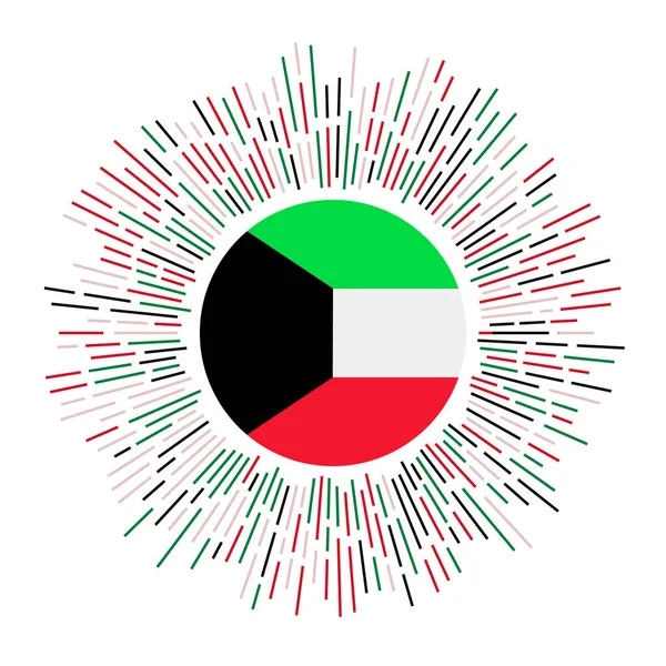 Флаг Кувейта с яркими лучами Солнечный взрыв с вектором флага Кувейта — стоковый вектор