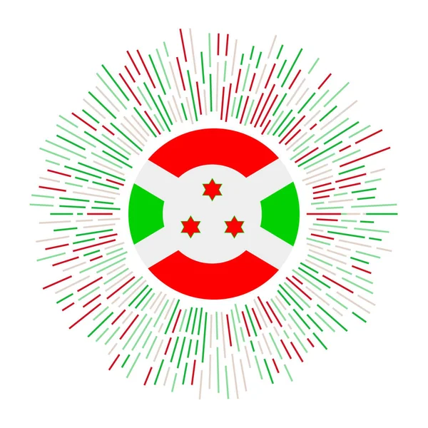 Прапор Бурунді з кольоровими променями Радіоспалах сонця з прапором Бурунді Вектором — стоковий вектор