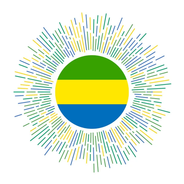 Gabão sinal bandeira do país com raios coloridos Radiant sunburst com Gabão bandeira Vector ilustração —  Vetores de Stock
