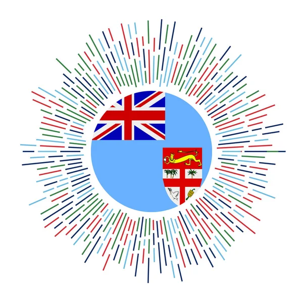 Fiji segno Paese bandiera con raggi colorati Raggio di sole radiante con Fiji bandiera Vettoriale illustrazione — Vettoriale Stock