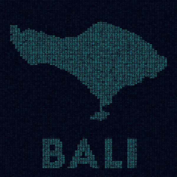 Bali Tech Map Island Symbol Digital Style Cyber Map Bali — стоковый вектор