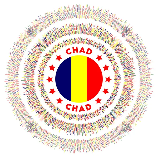 Chad Symbol Radiant Country Flag Colorful Rays Shiny Sunburst Chad — Vector de stock