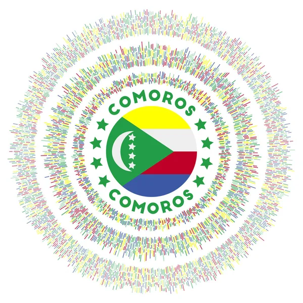 Símbolo Das Comores Bandeira País Radiante Com Raios Coloridos Brilhante —  Vetores de Stock