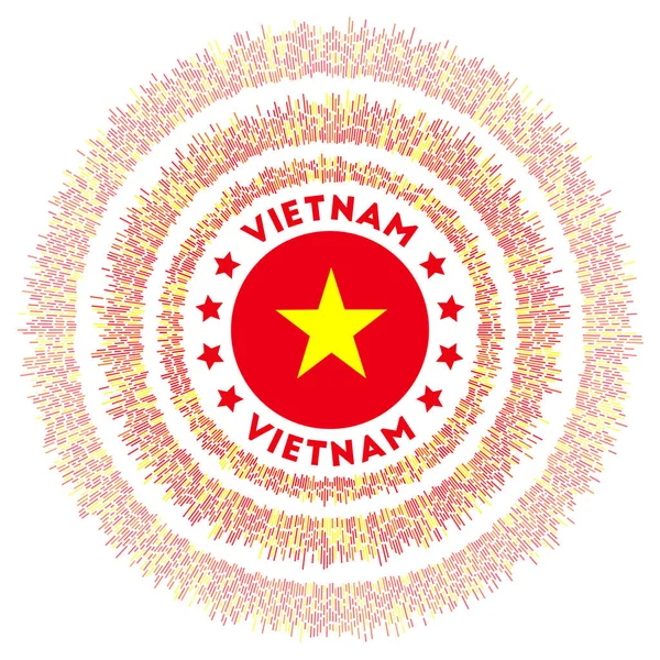 Символ Вьетнама Сияющий Флаг Страны Яркими Лучами Блестящие Солнечные Лучи — стоковый вектор