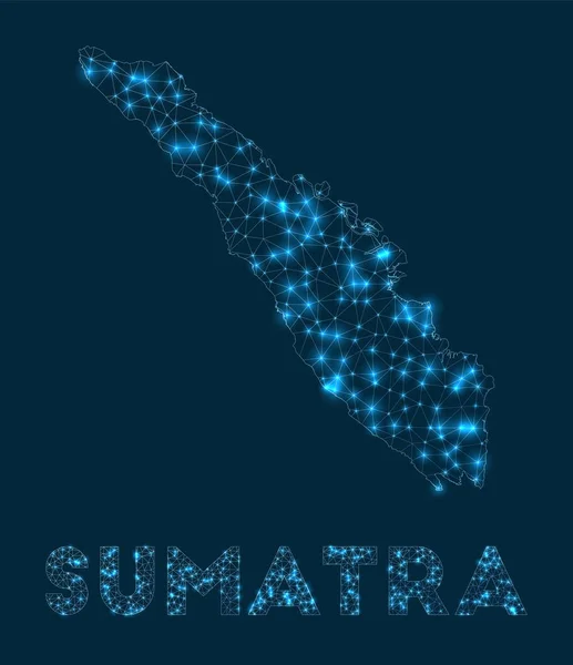 Sumatra Network Map Abstract Geometric Map Island Internet Connections Telecommunication — Vector de stock