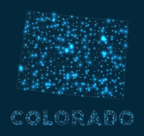 Colorado Network Map Abstract Geometric Map State Internet Connections Telecommunication — Stockvector