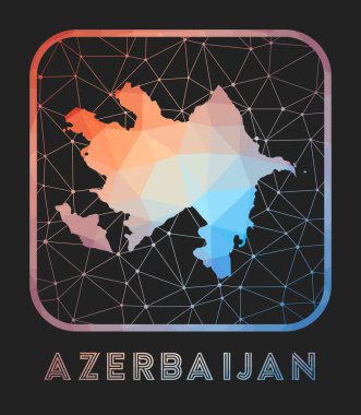 Azerbaijan map design. Vector low poly map of the country. Azerbaijan icon in geometric style. The country shape with polygnal gradient and mesh on dark background.