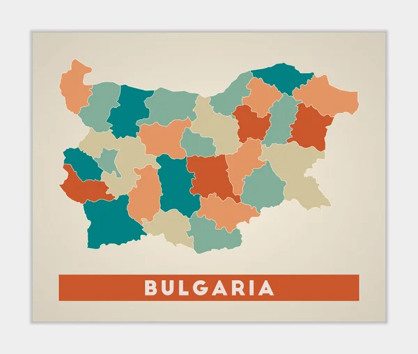 Affiche Bulgarie Carte Pays Avec Des Régions Colorées Forme Bulgarie — Image vectorielle