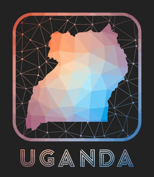 Uganda Map Design Vector Low Poly Map Country Uganda Icon — Stock vektor