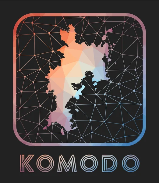 Komodo Map Design Vector Low Poly Map Island Komodo Icon — стоковый вектор