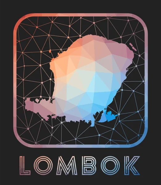 Lombok Map Design Vector Low Poly Map Island Lombok Icon — Vector de stock