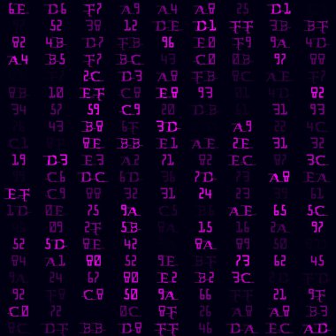 Abstract Matrix Pattern. Magenta filled hexademical pairs seamless pattern. Charming background. Charming vector illustration.